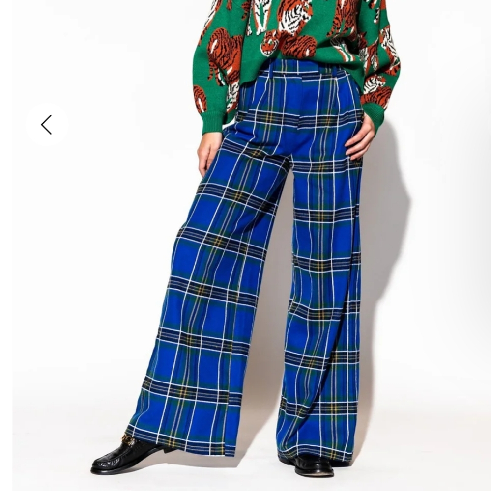 Dressed in LALA 2X blue plaid trousers